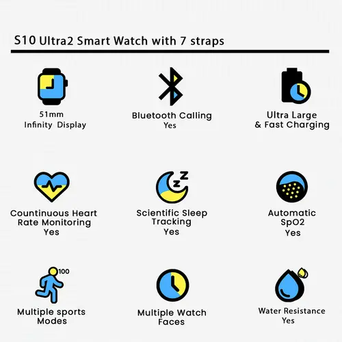 S10 Ultra2 Smart Watch with 7 straps - Image 2