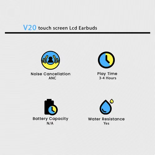 V20 touch screen Lcd Earbuds - Image 2
