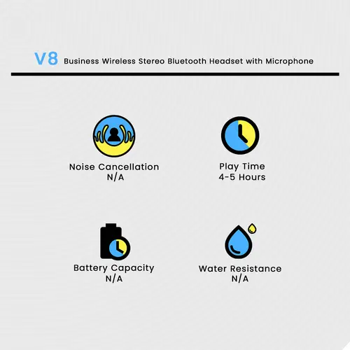V8 Business Wireless Stereo Bluetooth Headset With Microphone - Image 2